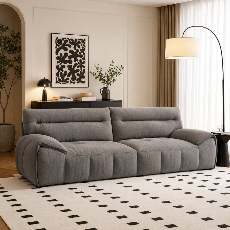 Cream Style Fabric Sofa, Modern Minimalist Straight Floor Couch for Living Room fsmy-451