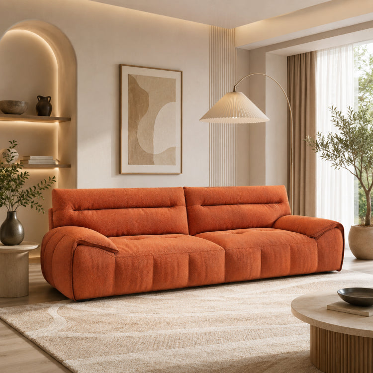 Cream Style Fabric Sofa, Modern Minimalist Straight Floor Couch for Living Room fsmy-451