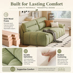 Cream Style Fabric Sofa, Modern Minimalist Straight Floor Couch for Living Room fsmy-451