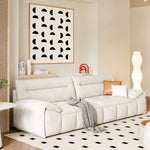Cream Style Fabric Sofa, Modern Minimalist Straight Floor Couch for Living Room fsmy-451