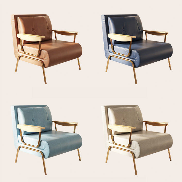 Sofa in Orange and Blue Light Beige with Oak Wood and Leathaire Finish – Modern Comfort and Style fsq-1414