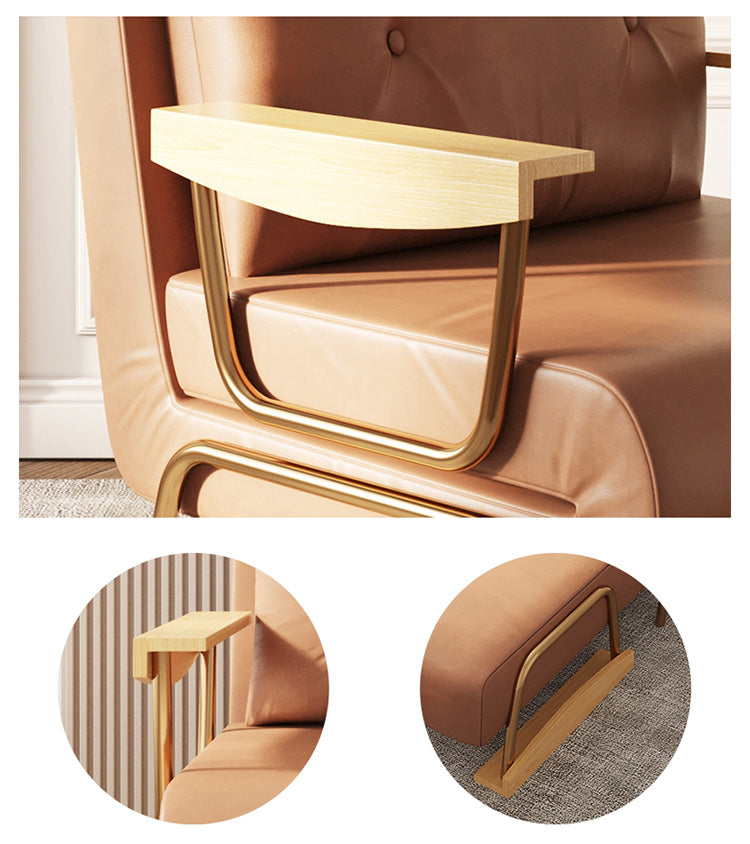 Sofa in Orange and Blue Light Beige with Oak Wood and Leathaire Finish – Modern Comfort and Style fsq-1414