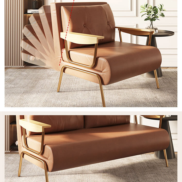 Sofa in Orange and Blue Light Beige with Oak Wood and Leathaire Finish – Modern Comfort and Style fsq-1414