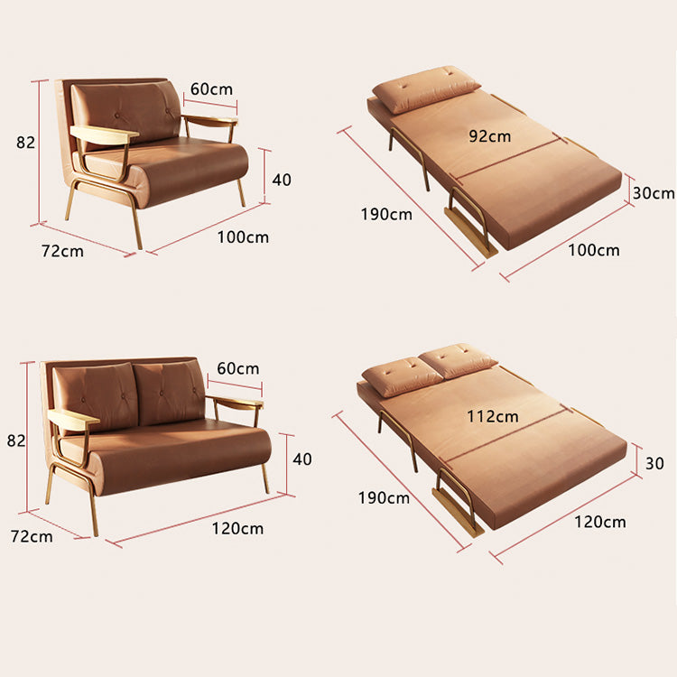 Sofa in Orange and Blue Light Beige with Oak Wood and Leathaire Finish – Modern Comfort and Style fsq-1414