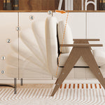 Stylish Rubber Wood Sofa with Faux Leather in Beige, Khaki, Orange & Fog Blue fsq-1415