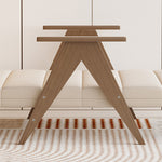 Stylish Rubber Wood Sofa with Faux Leather in Beige, Khaki, Orange & Fog Blue fsq-1415