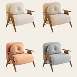 Stylish Rubber Wood Sofa with Faux Leather in Beige, Khaki, Orange & Fog Blue fsq-1415