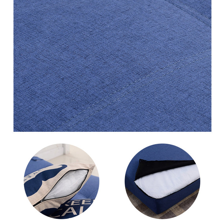 Luxurious Dark Gray-Blue Cotton-Linen Sofa - Modern Comfort in Light Khaki fsq-1416