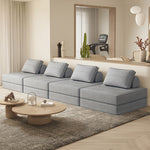 Cozy Khaki Gray Sofa - Cotton-Linen Blend, Perfect for Modern Living Rooms fsq-1421