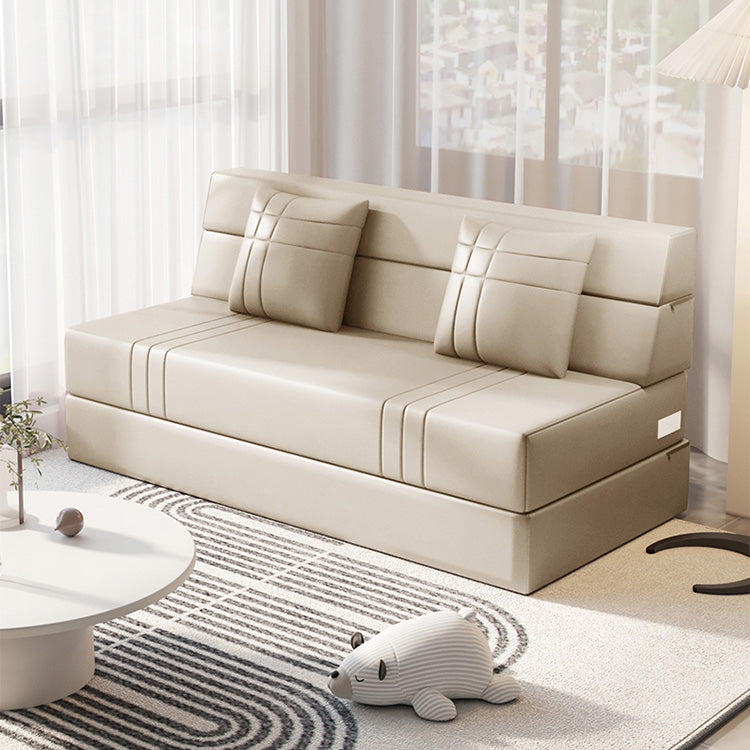 Modern Leathaire Sofa in Orange, Beige, and Light Blue for Stylish Living Rooms fsq-1423
