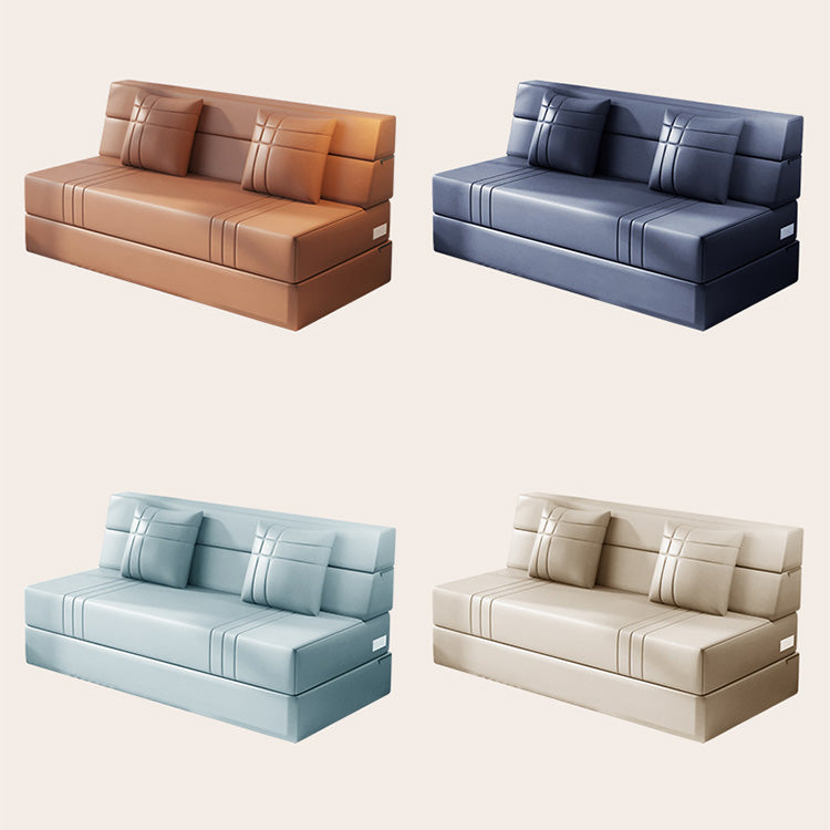 Modern Leathaire Sofa in Orange, Beige, and Light Blue for Stylish Living Rooms fsq-1423