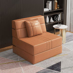 Modern Leathaire Sofa in Orange, Beige, and Light Blue for Stylish Living Rooms fsq-1423