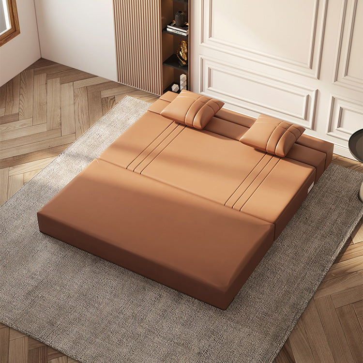 Modern Leathaire Sofa in Orange, Beige, and Light Blue for Stylish Living Rooms fsq-1423