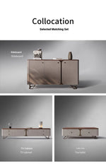 Stylish PU Leather and Black Walnut Cabinet with Modern Design and Multi-Layer Storage fsu-5239