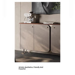 Stylish PU Leather and Black Walnut Cabinet with Modern Design and Multi-Layer Storage fsu-5239