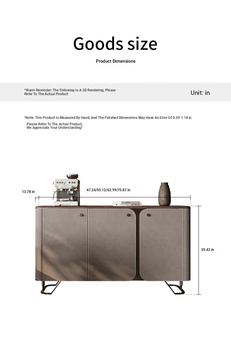 Stylish PU Leather and Black Walnut Cabinet with Modern Design and Multi-Layer Storage fsu-5239