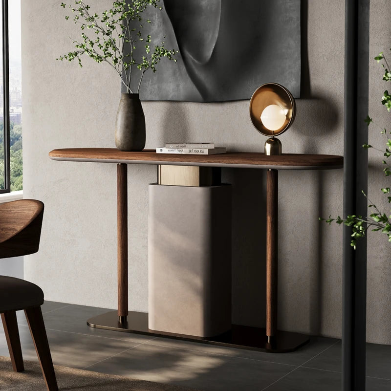 Sleek Modern Cabinet with PU Leather & Black Walnut Wood - Stylish Storage Solution for Any Home fsu-5240