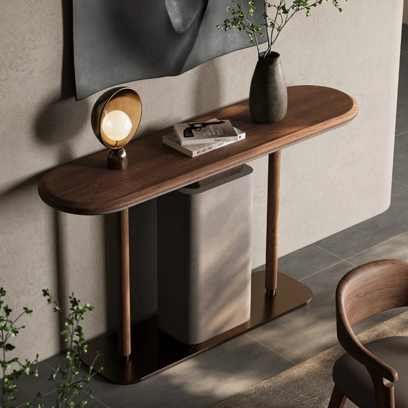 Sleek Modern Cabinet with PU Leather & Black Walnut Wood - Stylish Storage Solution for Any Home fsu-5240
