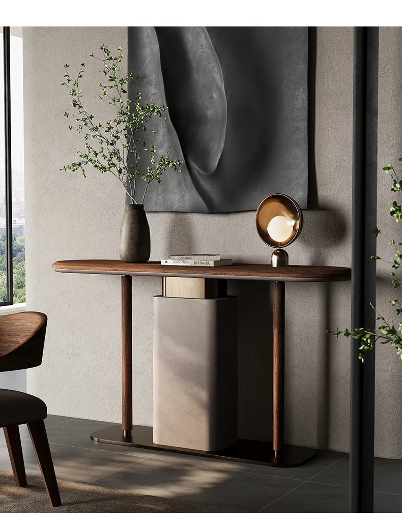 Sleek Modern Cabinet with PU Leather & Black Walnut Wood - Stylish Storage Solution for Any Home fsu-5240