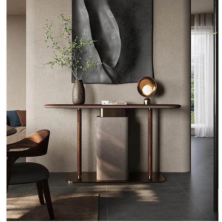 Sleek Modern Cabinet with PU Leather & Black Walnut Wood - Stylish Storage Solution for Any Home fsu-5240