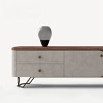 Stylish PU Leather TV Stand with Black Walnut Top and Metal Legs – Modern and Functional Entertainment Unit fsu-5242