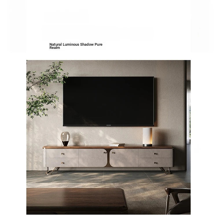 Stylish PU Leather TV Stand with Black Walnut Top and Metal Legs – Modern and Functional Entertainment Unit fsu-5242