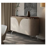 Modern PU Leather Cabinet with Black Walnut Wood Finish – Stylish Storage Solution fsu-5243