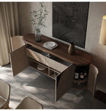 Modern PU Leather Cabinet with Black Walnut Wood Finish – Stylish Storage Solution fsu-5243