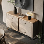 Stylish PU Leather Cabinet with Ash Wood and Black Walnut Finish – Modern Storage Solution for Your Home fsu-5244