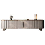 Sleek PU Leather TV Stand with Black Walnut Wood Finish - Modern Multi-Layer Board Design for Stylish Living Rooms fsu-5245