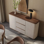 Elegant PU Leather Cabinet with Black Walnut Wood Finish - Modern Storage Solution for Stylish Interiors fsu-5246