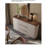 Elegant PU Leather Cabinet with Black Walnut Wood Finish - Modern Storage Solution for Stylish Interiors fsu-5246