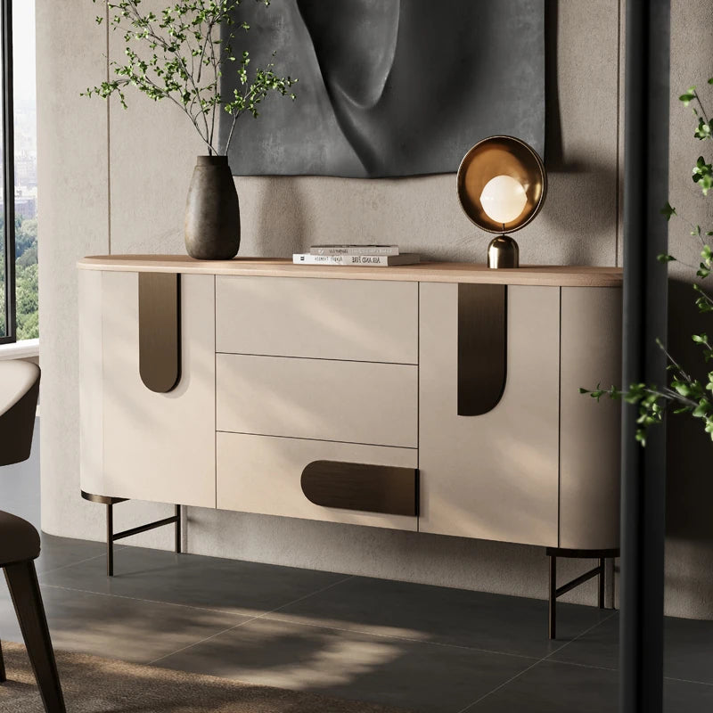 Modern PU Leather and Ash Wood Cabinet - Stylish Storage Solution for Contemporary Interiors fsu-5247