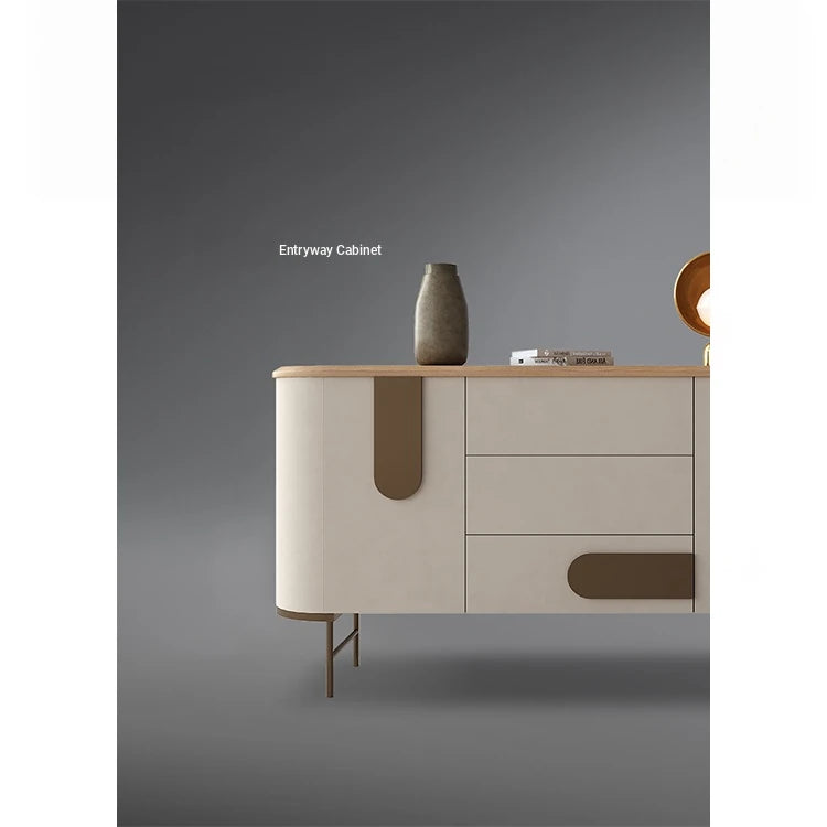 Modern PU Leather and Ash Wood Cabinet - Stylish Storage Solution for Contemporary Interiors fsu-5247