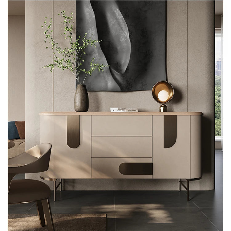 Modern PU Leather and Ash Wood Cabinet - Stylish Storage Solution for Contemporary Interiors fsu-5247