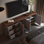 Luxurious PU Leather TV Stand with Black Walnut Wood Finish - Elegant & Stylish Entertainment Center fsu-5250