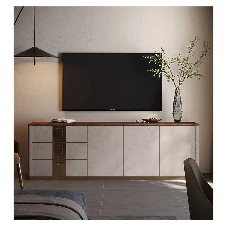 Luxurious PU Leather TV Stand with Black Walnut Wood Finish - Elegant & Stylish Entertainment Center fsu-5250
