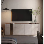 Luxurious PU Leather TV Stand with Black Walnut Wood Finish - Elegant & Stylish Entertainment Center fsu-5250