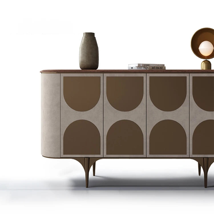 Stylish PU Leather Cabinet with Black Walnut Wood Top - Modern Storage Solution for Any Room fsu-5251