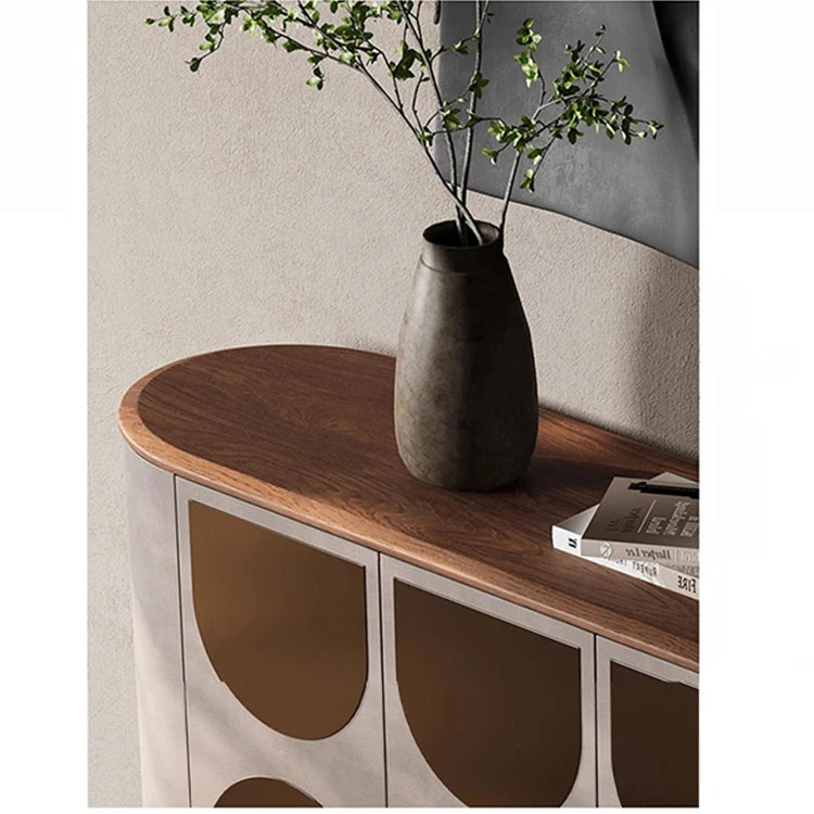 Stylish PU Leather Cabinet with Black Walnut Wood Top - Modern Storage Solution for Any Room fsu-5251
