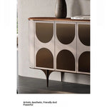 Stylish PU Leather Cabinet with Black Walnut Wood Top - Modern Storage Solution for Any Room fsu-5251