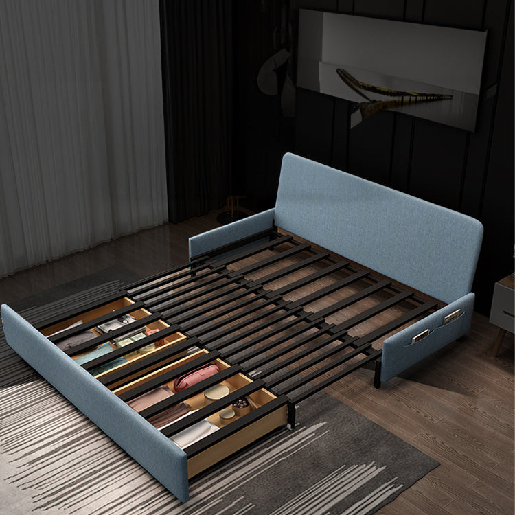 Elegant Blue and Light Gray Cotton-Linen Sofa with Wooden Frame - Modern Living Room Essential fsx-1001