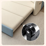 Stylish Cotton-Linen Sofa in Vibrant Orange Beige with Light Blue, Dark Green, Gray, Yellow, and Brown Accents fsx-1007