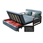 Luxurious Solid Wood Sofa in Khaki Brown with Cotton-Linen Blend - Available in Violet, Green, and Light Blue fsx-998