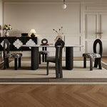 Stylish Ash Wood Dining Table with Ceramic Sintered Stone Top - Modern Elegance for Your Home ful-4442