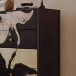 Elegant Ash Wood Multi-layer Cabinet with Artistic Crane Design ful-4443