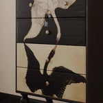 Elegant Ash Wood Multi-layer Cabinet with Artistic Crane Design ful-4443