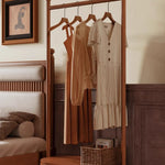 Cherry Wood Coat Hanger with Rattan Weaving – Stylish Space-Saving Garment Rack ful-4448