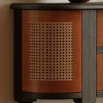 Elegant Ash and Cherry Wood Cabinet with Rattan Accents - Timeless Design for Your Home ful-4452