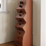Modern Zigzag Cabinet with Ash Wood Multi-layer Board – Stylish Storage Solution ful-4455